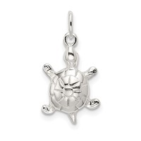 Sterling Silver Polished Turtle Charm view 1