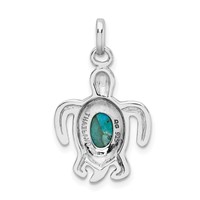 Sterling Silver Rhodium-plated Antiqued Reconstituted Turquoise Turtle Pendant view 3