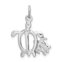 Sterling Silver Rhodium-plated Turtles Pendant view 3
