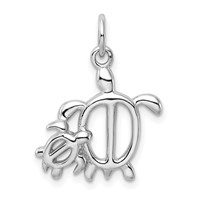 Sterling Silver Rhodium-plated Turtles Pendant view 1