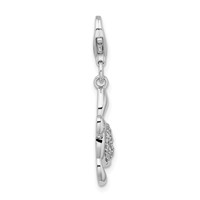 Sterling Silver Rhodium-plated CZ Sea Turtle Charm with Lobster Clasp view 2