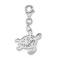 Sterling Silver Rhodium-plated CZ Sea Turtle Charm with Lobster Clasp view 3