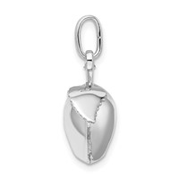 Sterling Silver Rhodium Plated Polished Puffed Apple Charm with Leaf view 2