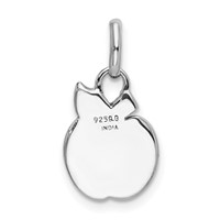 Sterling Silver Rhod-plated Polished Enamel & Glitter Fabric Apple Charm view 3