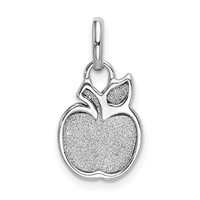 Sterling Silver Rhod-plated Polished Enamel & Glitter Fabric Apple Charm view 1