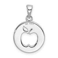 Sterling Silver Rhodium-plated Enamel Glitter Fabric Apple Cut-out Pendant view 3
