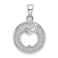 Sterling Silver Rhodium-plated Enamel Glitter Fabric Apple Cut-out Pendant view 1