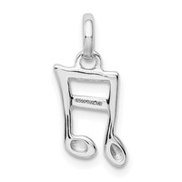 Sterling Silver Rhodium-plated Music Note Pendant view 3