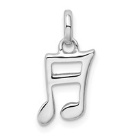 Sterling Silver Rhodium-plated Music Note Pendant view 1