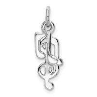Sterling Silver Rhod-plated Polished Music Notes Charm view 3
