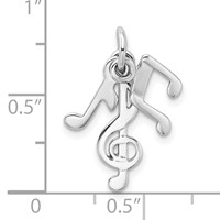 Sterling Silver Rhod-plated Polished Music Notes Charm view 4