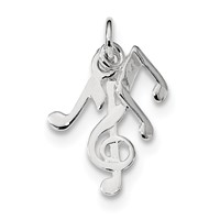 Sterling Silver Rhod-plated Polished Music Notes Charm view 1