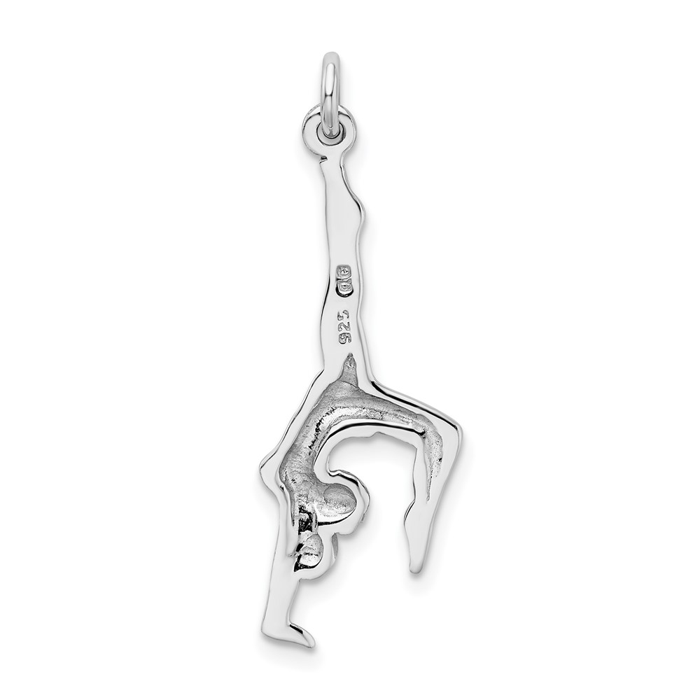 Sterling Silver Rhodium-plated Polished Gymnast Pendant (QC9299)
