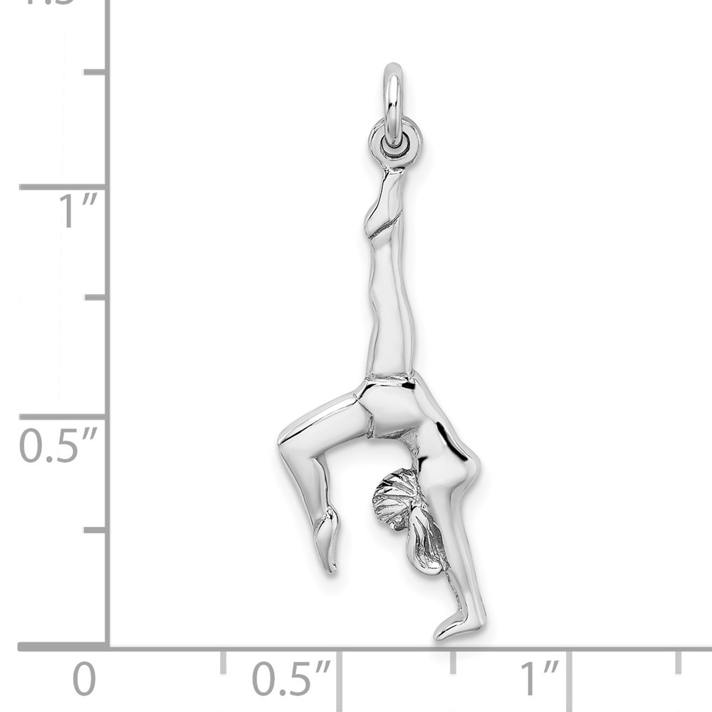 Sterling Silver Rhodium-plated Polished Gymnast Pendant (QC9299)