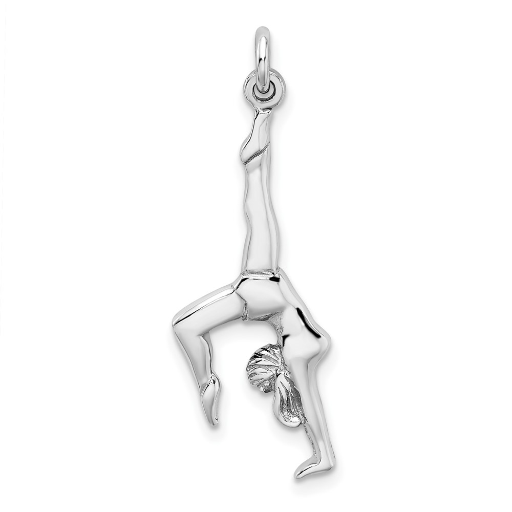 Sterling Silver Rhodium-plated Polished Gymnast Pendant (QC9299)