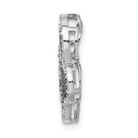 Sterling Silver Rhodium-plated Black White CZ Paw Print Pendant view 2