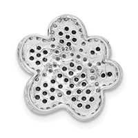 Sterling Silver Rhodium-plated Black White CZ Paw Print Pendant view 3