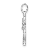 Sterling Silver Rhodium-plated CZ Cat Pendant view 2