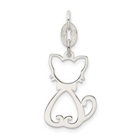 Sterling Silver Polished Cat Charm view 3