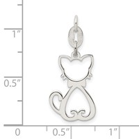 Sterling Silver Polished Cat Charm view 4