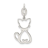 Sterling Silver Polished Cat Charm view 1