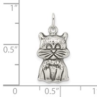 Sterling Silver Antiqued Cat Charm view 4