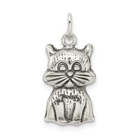 Sterling Silver Antiqued Cat Charm view 1