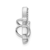 Sterling Silver Rhodium-plated Polished with CZ Flying Pig Chain Slide view 2