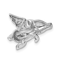 Sterling Silver Rhodium-plated Polished with CZ Flying Pig Chain Slide view 3