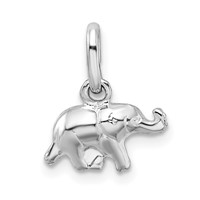 Sterling Silver Rhodium Plated Polished Elephant Charm view 1