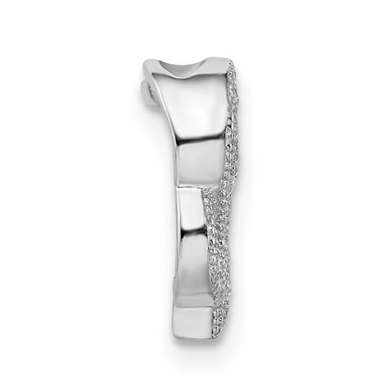 Sterling Silver Rhodium-plated CZ Elephant Slide Pendant