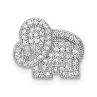 Sterling Silver Rhodium-plated CZ Elephant Slide Pendant view 1