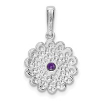 Sterling Silver Rhodium-plated Amethyst and Enamel Pendant view 3