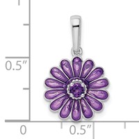 Sterling Silver Rhodium-plated Amethyst and Enamel Pendant view 4