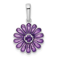 Sterling Silver Rhodium-plated Amethyst and Enamel Pendant view 1