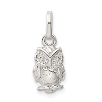 Sterling Silver Polished Owl Charm view 1