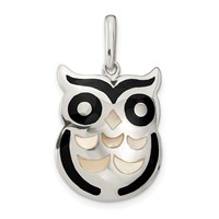 Sterling Silver Mop and Onyx Owl Pendant view 1