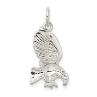 Sterling Silver Polished and Diamond-cut Eagle Pendant view 3