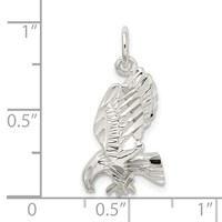 Sterling Silver Polished and Diamond-cut Eagle Pendant view 4