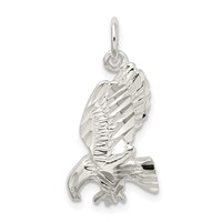 Sterling Silver Polished and Diamond-cut Eagle Pendant view 1