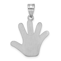 Sterling Silver Rhod-plate Enamel Autism Pendant with Heart Handprint view 3