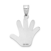 Sterling Silver Rhod-plate Enamel Autism Pendant with Puzzle Piece Handprint view 3