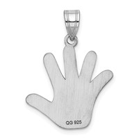 Sterling Silver Rhod-plate Enamel Autism Pendant with Smiley Face Handprint view 3