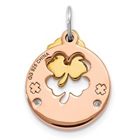 Sterling Silver Rose-tone CZ Four Leaf Clover Pendant view 2