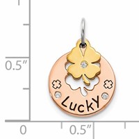 Sterling Silver Rose-tone CZ Four Leaf Clover Pendant view 4