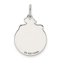 Sterling Silver Rhodium-plated Blue Enameled Santa Pendant with Reindeer and Bells Circle view 4