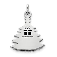 Sterling Silver Polished Green Enameled Christmas Tree Pendant view 2