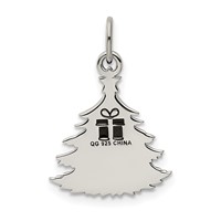 Sterling Silver Polished Green Enameled Christmas Tree Pendant view 3