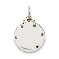Sterling Silver Gold-tone Enamel CZ Christmas Pendant view 4