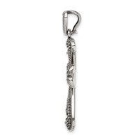 Sterling Silver Antiqued Marcasite and Garnet Cross Pendant view 2